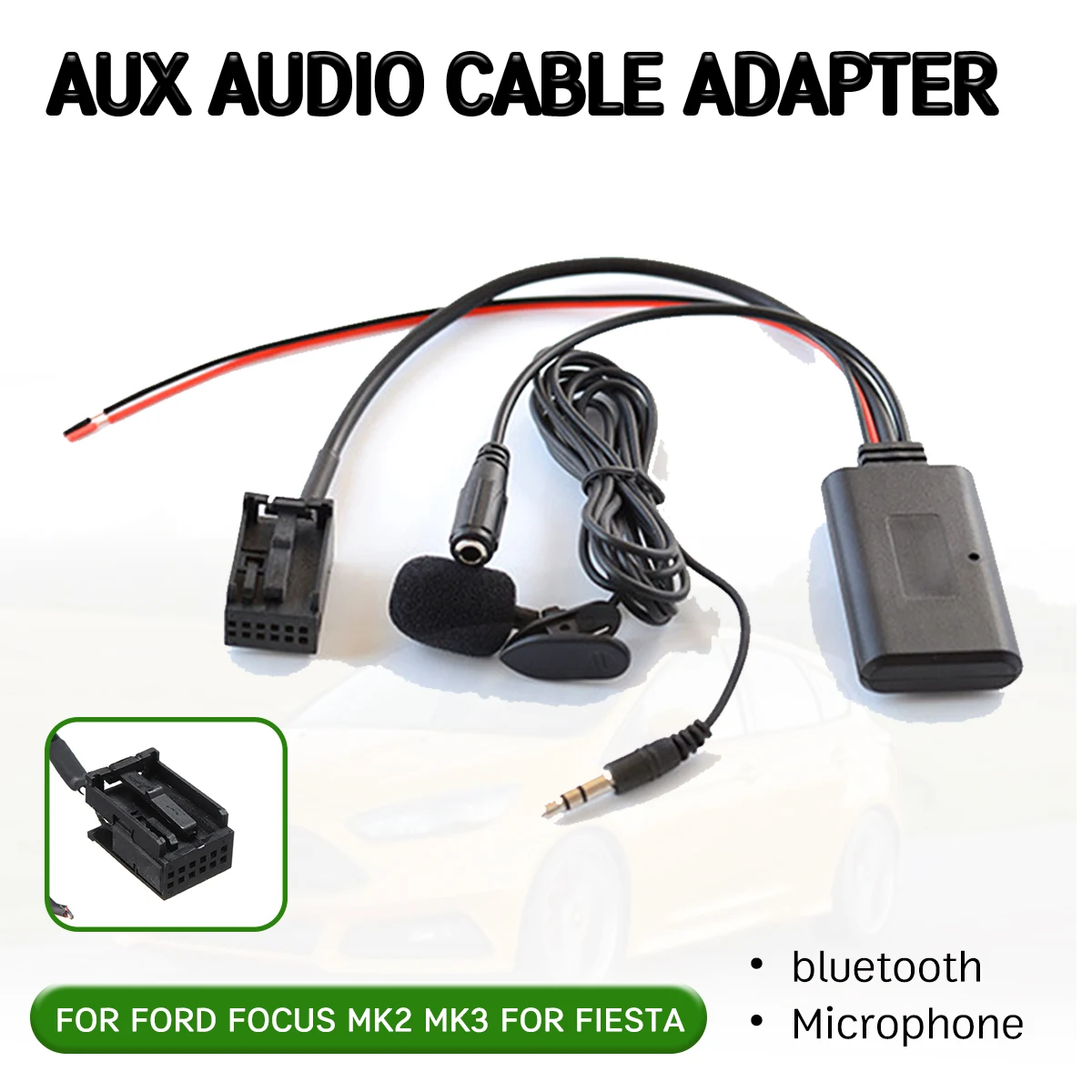 

bluetooth Aux Receiver Cable Adapter with Mic for Ford for Focus Mk2 MK3 for Fiesta Audio Aux Head Unit Interface