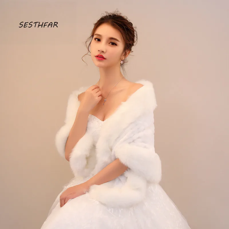 Свадебный пиджак Свадебные накидки белые рукава Атласное болеро куртки для