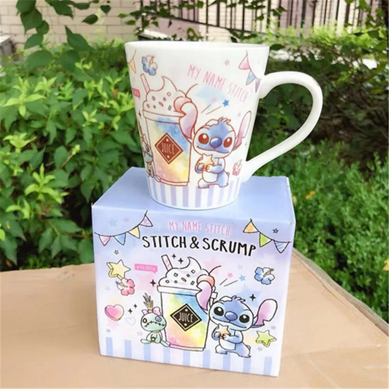 stitch with box Дисней Ститч Монстр клубника медведь инопланетянин мультфильм чашка для воды Кофе Чай керамическая молочная кружка домашний офис Коллекция чашки подарки - Цвет: stitch with box