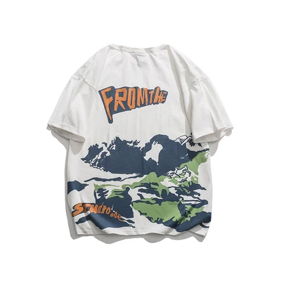 

han Men's cotton printed short-sleeved T-shirt summer round neck trend half-sleeved casual T-shirt plus size