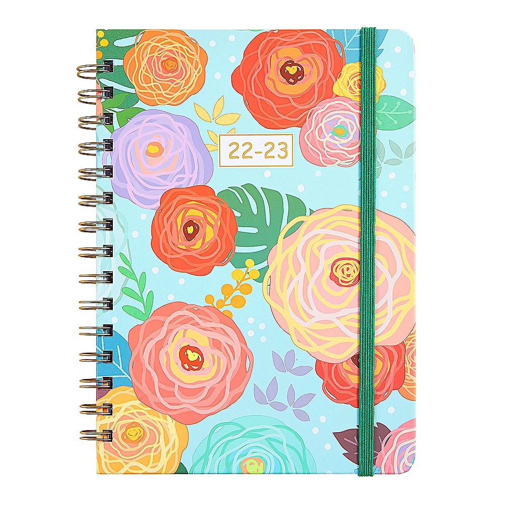 

2022 A5 Flower Daily Weekly Planner Notepad Agenda Spiral Notebook Weekly Goals Habit Schedules Stationery Office School Supplie
