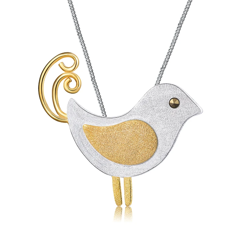 

изящный ручная работа птица кулон позолоченные бижутерия аксессуары подлинной стерлингового серебра 925 пробы розовое золото