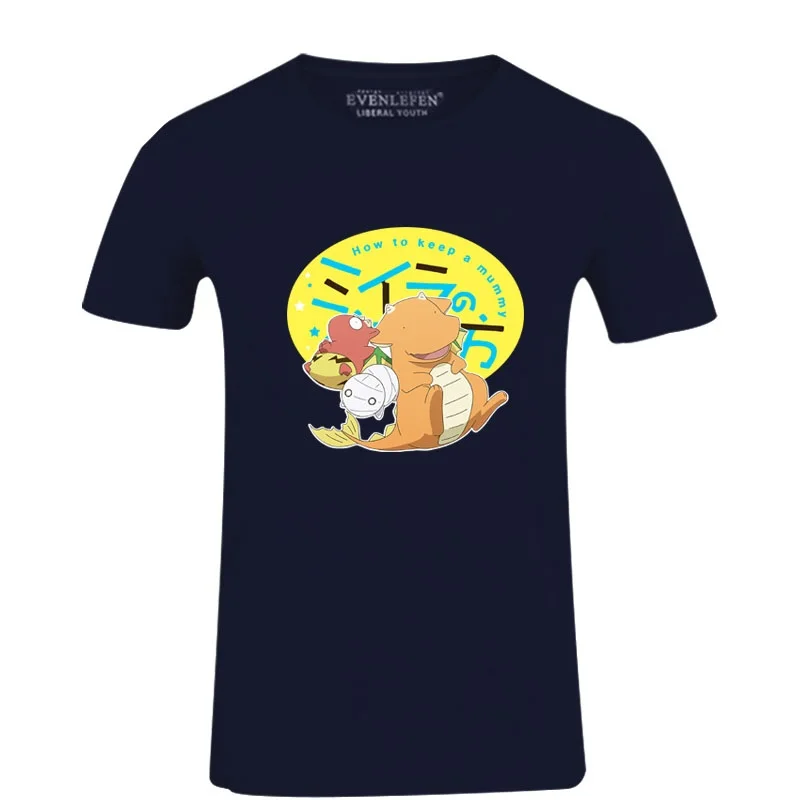 

High-Q Unisex Anime How to keep a mummy Cotton T-Shirt Tee O-Neck Casual kashiwagi sora mummy Navy T-Shirt Tee T shirt