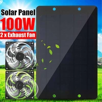100w 6v solar panel powered fan 2pcs 6 inch mini ventilator solar exhaust fan for dog chicken house greenhouse rv car fan charge