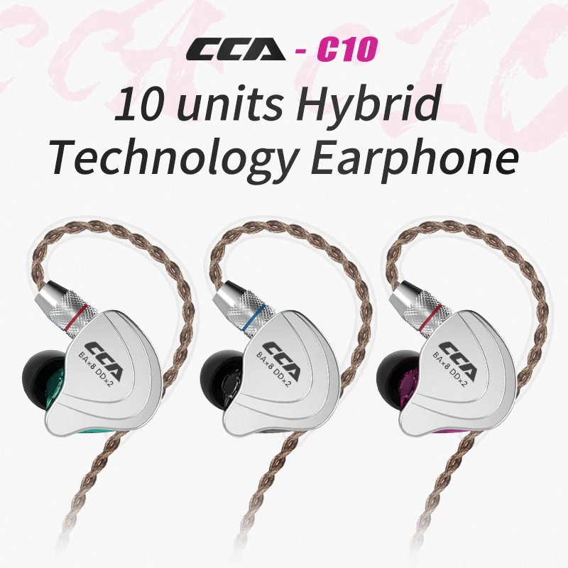 

CCA C10 4ba + 1dd Hybrid In Ear Hifi DJ Monito спортивные наушники для бега 5 приводная гарнитура шумоподавляющие наушники AS10 AS12 AS16