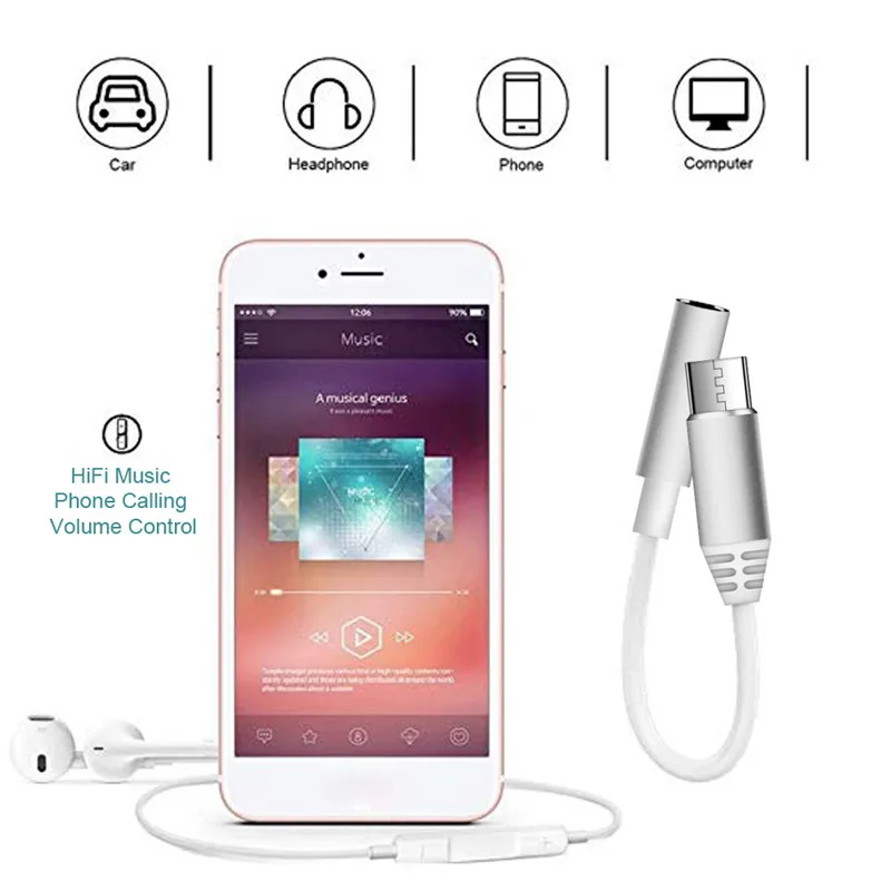 USB C до 3 5 мм разъем для наушников адаптер папа AUX аудио кабель type huawei Xiaomi все