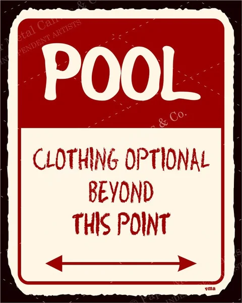 

Pool Clothing Optional Swimming Vintage Metal Funny Retro Tin Sign