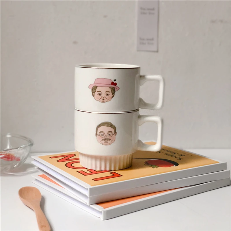 Корейский Пара керамических кружек Cutelife чашка для молока кофе сока