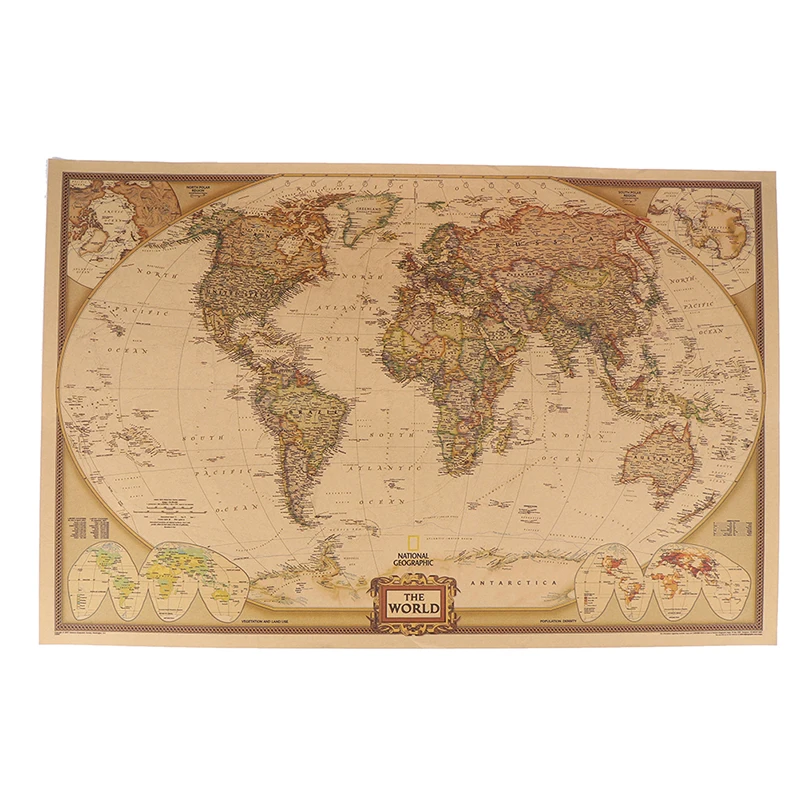 

1PCS Large Vintage World Map Detailed Antique Poster Wall Chart Retro Paper Matte Kraft Paper 28*18inch Map Of World