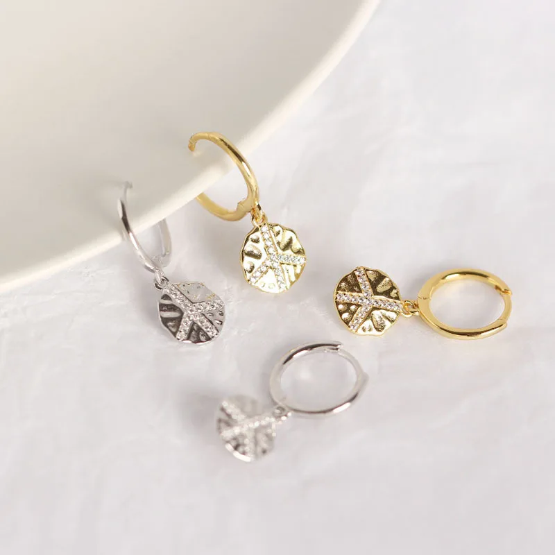 

OBEAR 100% 925 Sterling Silver CZ Coin Stud Earrings for Women Sterling Silver Jewelry