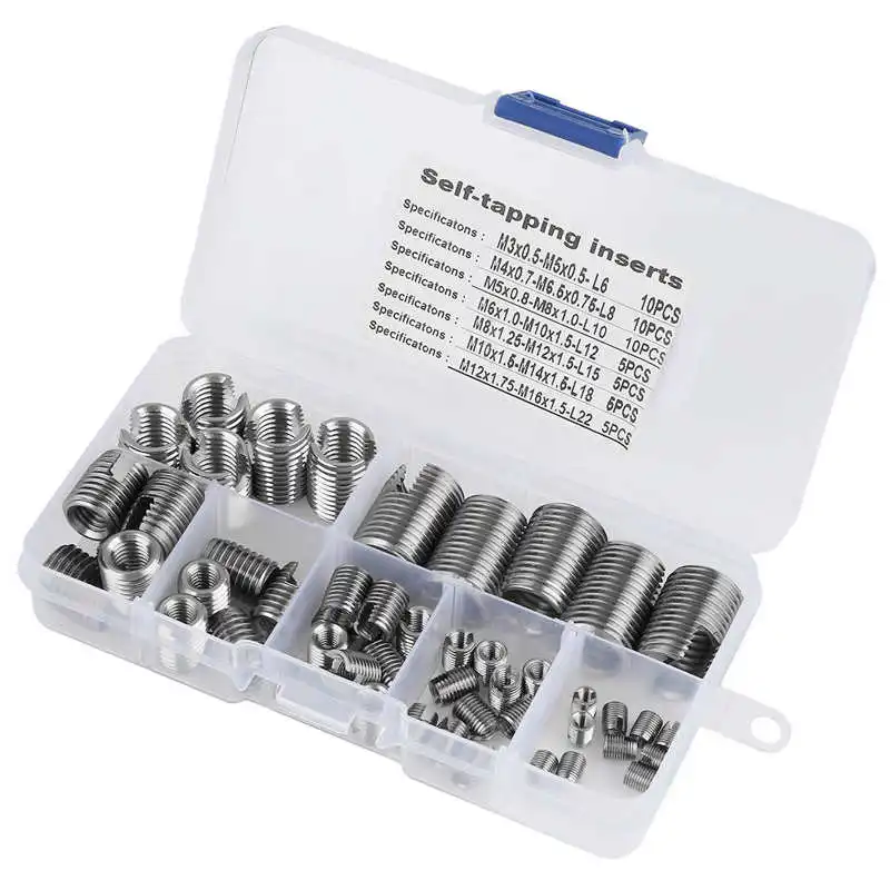 

thread repair kit 50Pcs Stainless Steel Inner Thread Self Tapping Thread Inserts Set Thread Reinforce Repair Tool