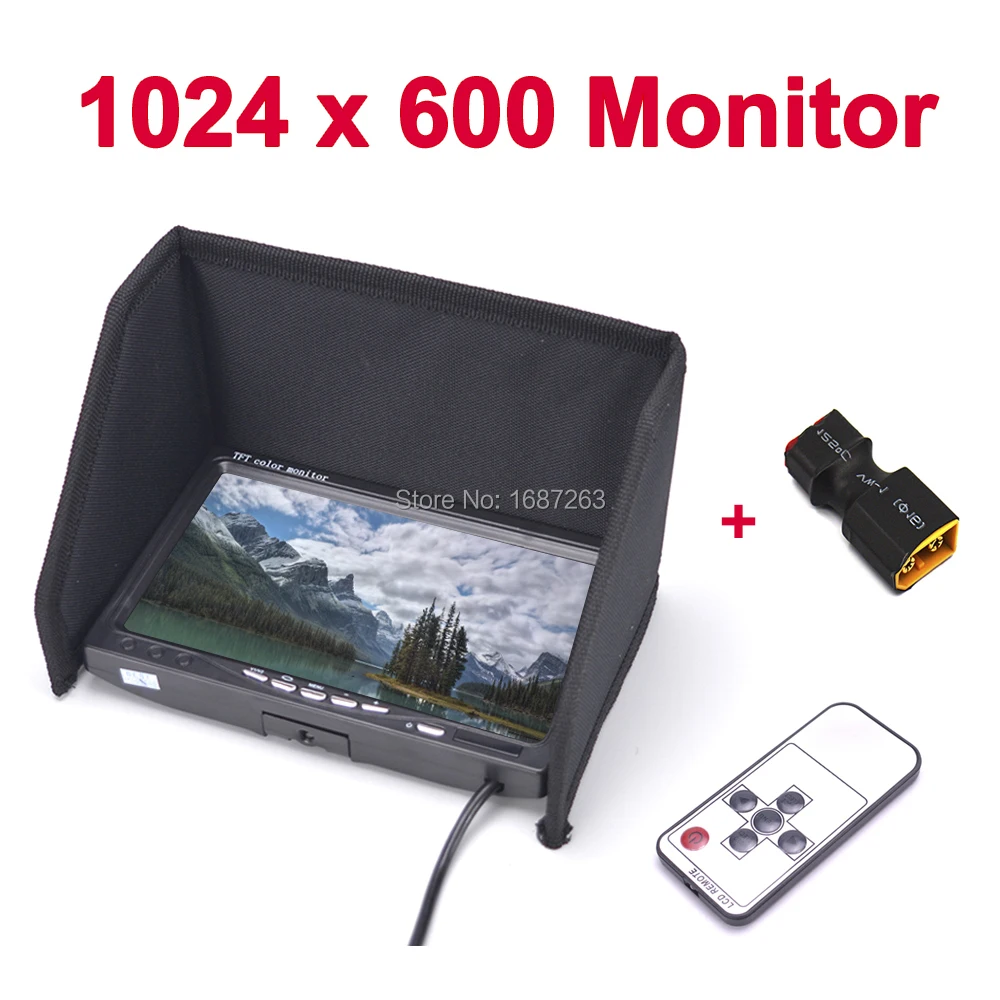 FPV 7 дюймов " монитор lcd TFT 1024x600 монитор ips экран без синего FPV дисплей фотография солнцезащитный козырек для наземной станции