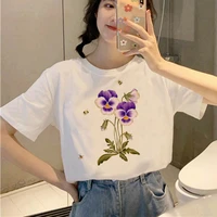 colorful flower fashion print t shirt womens t shirt ladies casual harajuku graphic t shirt short sleeve beauful flower tshirt