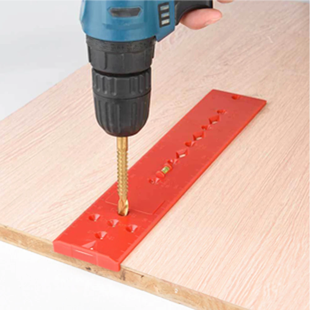 

Portable Measuring Punch Locator Drilling Guide ABS Plastic Professional With Scale Home Easy Apply Woodworking Tool Rectangle
