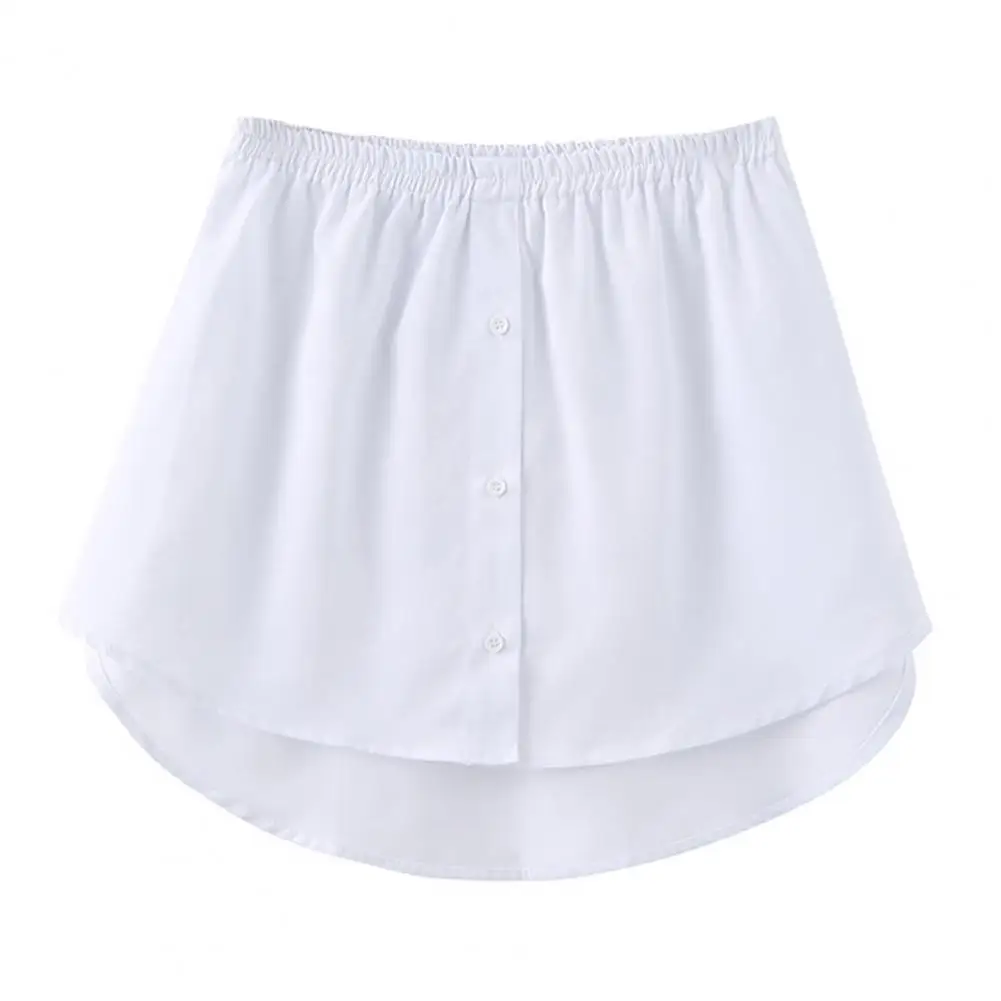

Women Fake Shirt Irregular Skirt Blouse Tail Hem Cotton Detachable Underskirt Elastic High Waist Split Half Slips Skirt Extender