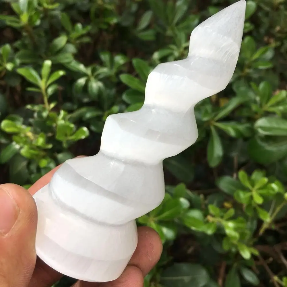 

Selenite, Хрустальная палочка, лечебный массаж, спиральная полированная палочка из гипса, 10 см
