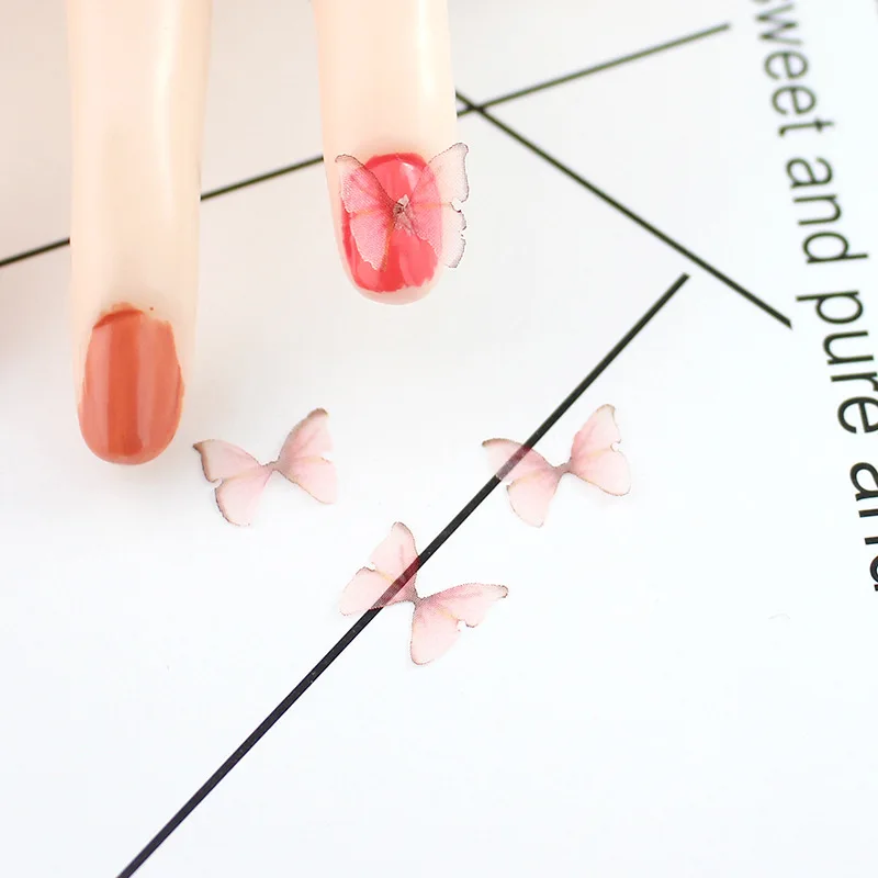 Pink 20 шт. Супер Мини шифон Тюль Бабочка крылья декоративные аксессуары DIY серьги ожерелье орнамент ручной работы ногтей искусство ремесла - Цвет: Pink