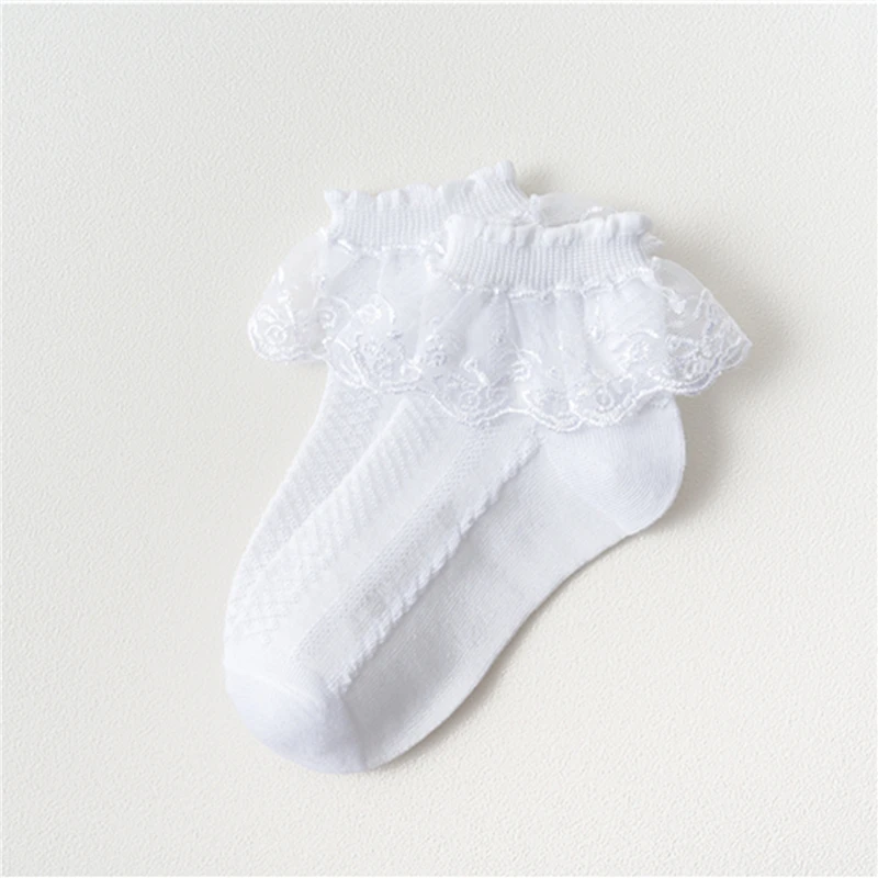 

Girls Lace Socks Summer New Mesh Style Cotton Thin Baby Socks Trendy Elastic White Lace Flower Children Princess Sock Dance Sock