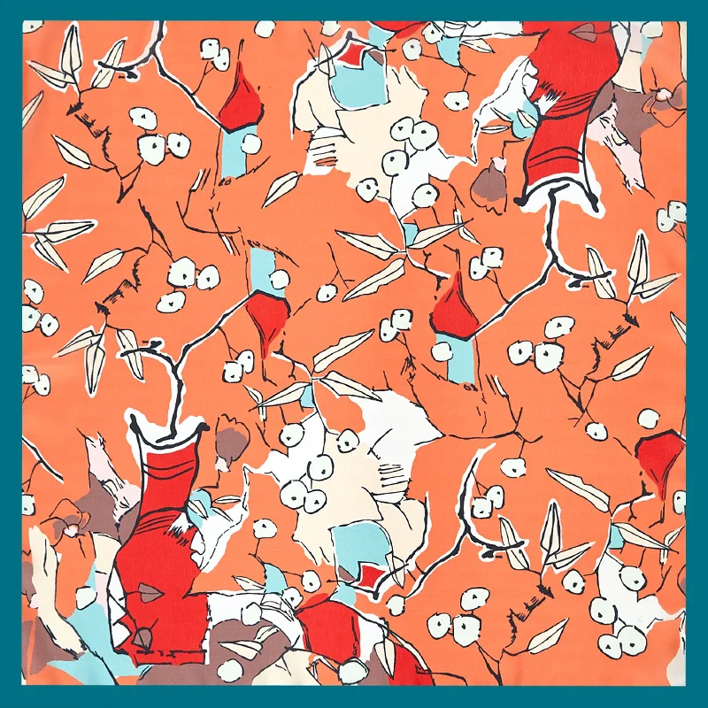 

2020 53x53 Ins оранжевый фруктовый воздушный платок с принтом для женщин Шелковый саржевый шарф атласный квадратный галстук женский платок femme по...