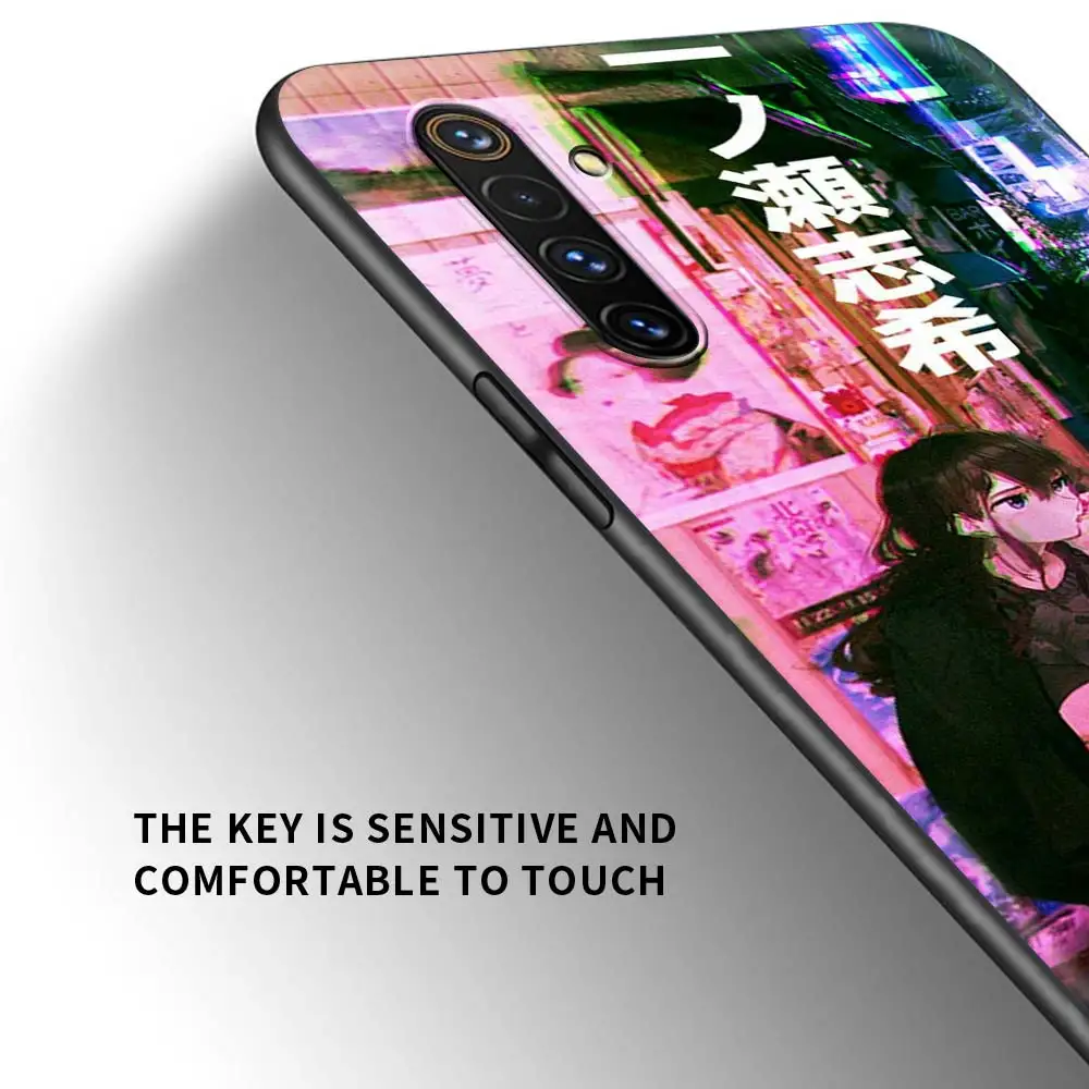 phone shell for oppo realme 8 pro case realme gt xt x3 x2 q3 5 6 6i 7 pro c15 c21 soft cover vaporwave glitch aesthetics anime free global shipping