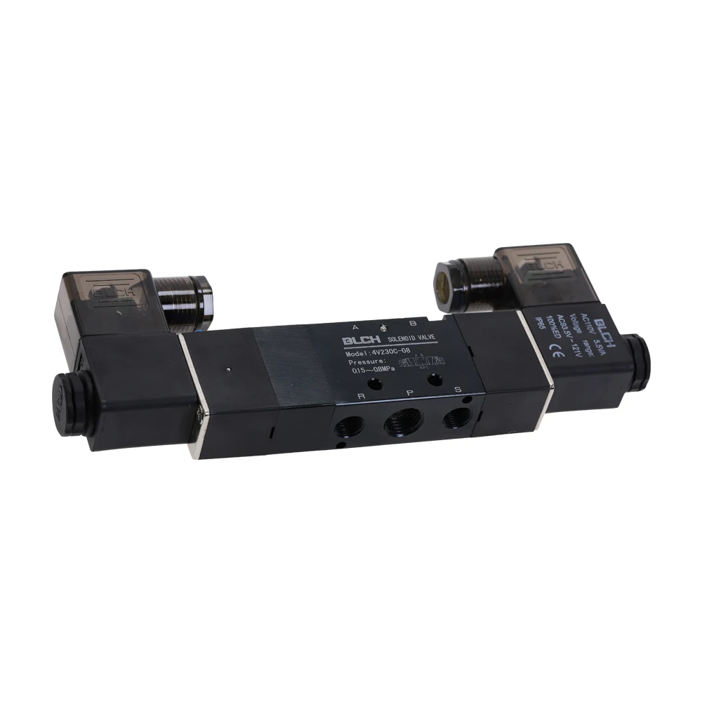 Pneumatic Electric Solenoid Air Valve 5 Way 3 Position 4V230C-08 DC12V DC24V AC110V AC220V with Fitting and Muffler | Обустройство