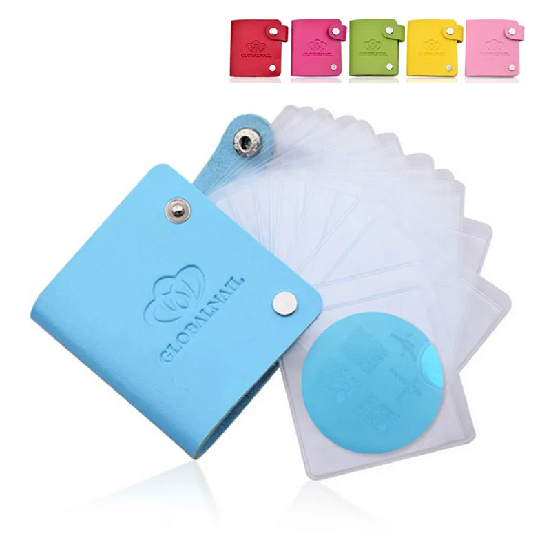 

New 24slots Round Leather Nail Art Plate Template Case/Bag/Folder Nail Stamp Stamping Album Storage for Dia 5.5cm Disc