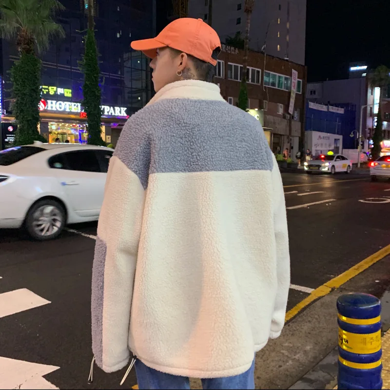 

Lamb Velvet Jacket Men's Fashion Streetwear 2020 Winter Clothing New Cotton Coat Loose Thick Padded Tide Brand Ins Large Size