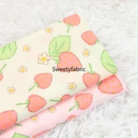 140x50cm double yarn cotton fabric strawberry fruit printed cloth for diy handmade sewing patchwork needlework apparel decor