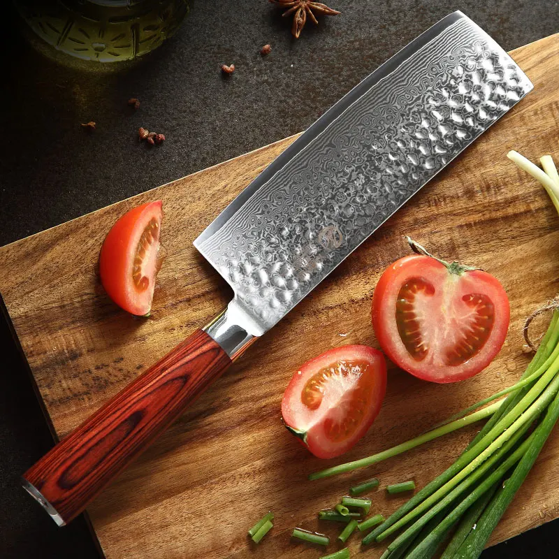 Yarenh острый нож дамаск 7"- кованный ножи кухонные высокого качества из японский vg10 дамасская сталь- японские ножи для кухни