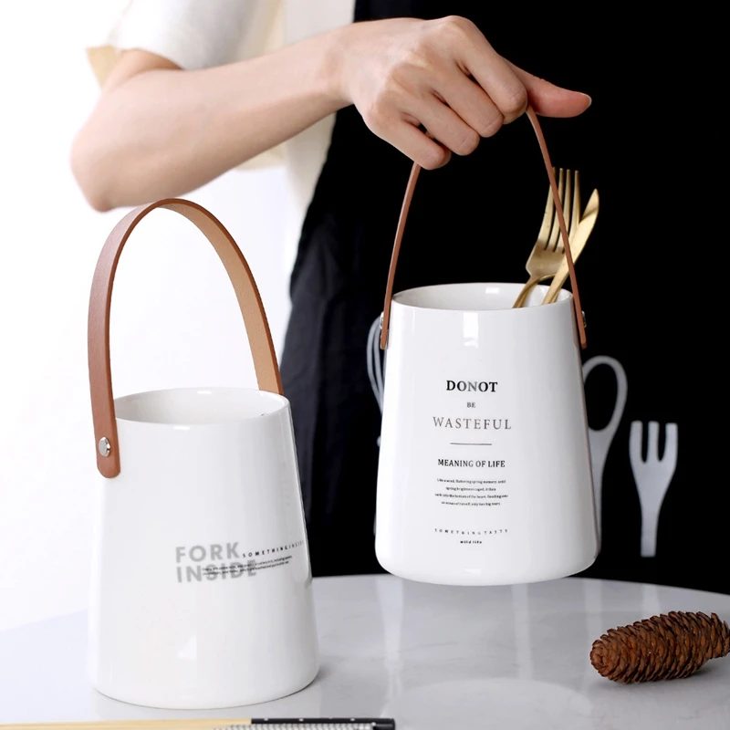 Уникальная Изысканная баночка для хранения в скандинавском стиле с кожаной