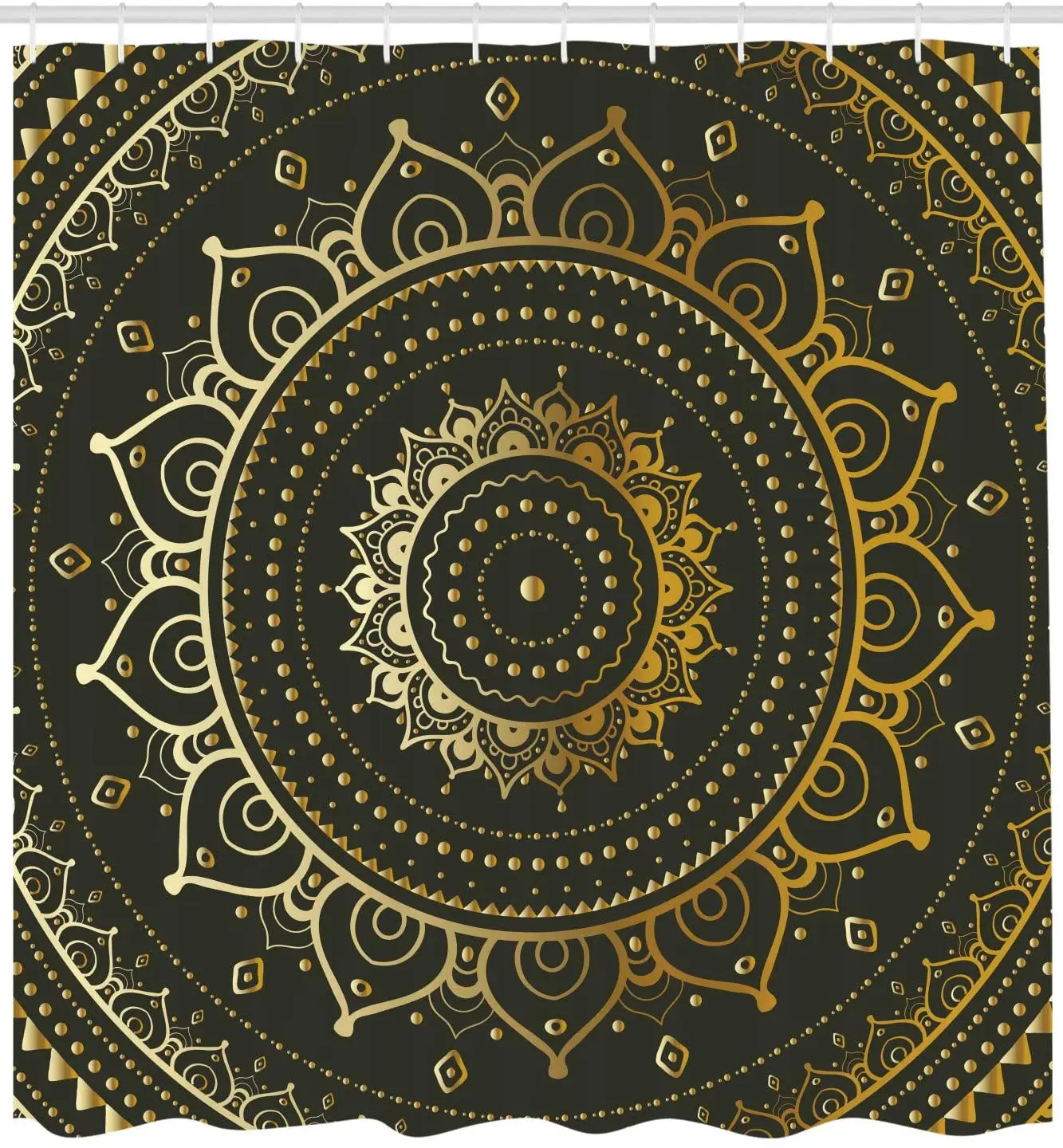 

Mandala Shower Curtain by Figure with Symbolic Art Illustration Print Fabric Bathroom Decor with Hooks Gold Black Yellow