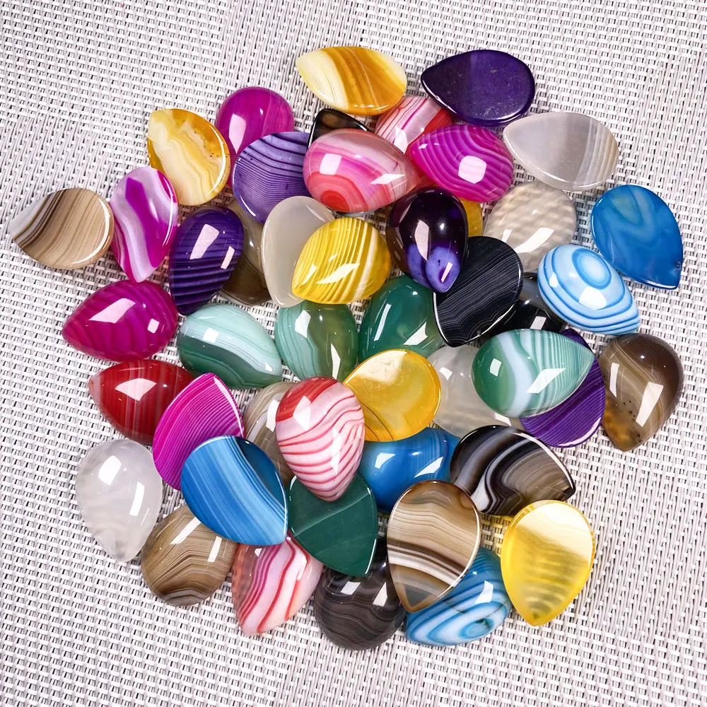 5Pcs Natural Loose Beads Striped Agates Cabochons No Hole Stone for Making Ring Pendant Earrings DIY Handmade Jewelry Wholesale | Украшения