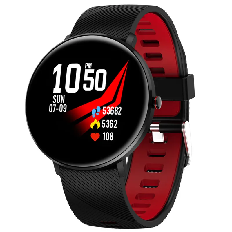Black red-silicone Спортивные Смарт-часы с защитой от потери, IP68, для плавания, Bluetooth, умный Браслет, ЭКГ, пульсометр, кровяное давление, фитнес-трекер, часы - Цвет: Black red-silicone