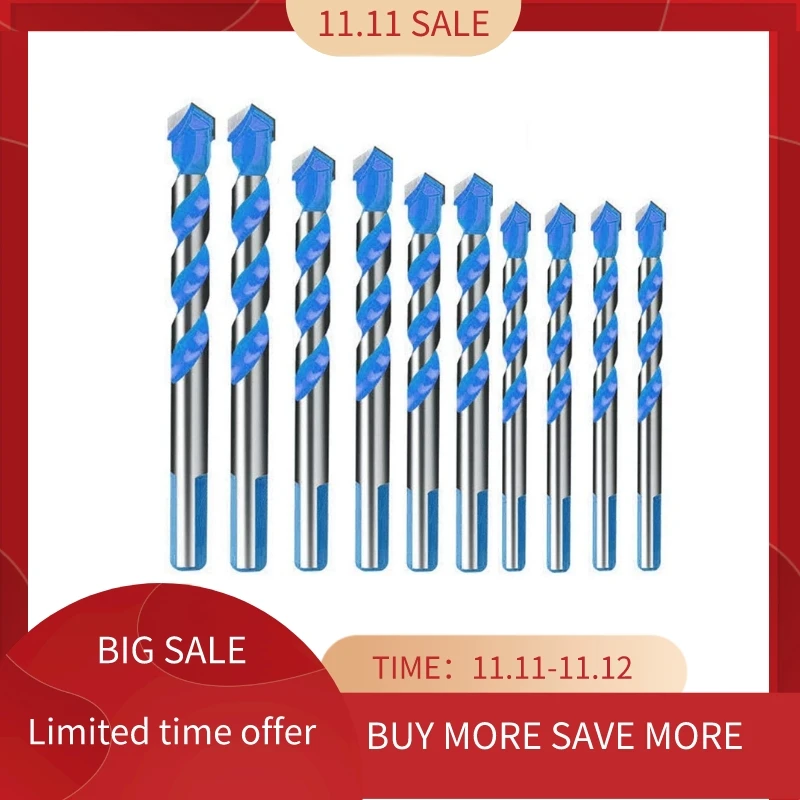 

10Pcs Tungsten Carbide Masonry Drill Bit Set for Metal Steel Porcelain Ceramic Tile Concrete Brick Plastic Wood (6 8 10 12mm)