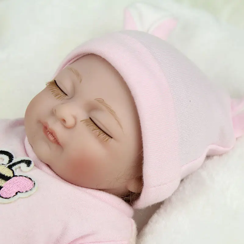 

11" Handmade Reborn Acrylic Eyes Full Soft Silicone Girl Baby Doll w/Pink Clothes Toy Kids Gift