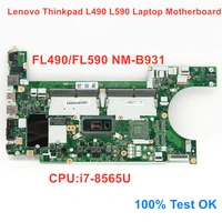 new original for lenovo thinkpad laptop motherboard l490 l590 cpu i7 8565u srf9z fl490 fl590 nm b931 mainboard 100 test ok