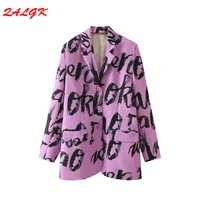high quality blazer jacket women autumn 2021 new style european and american style graffiti print top loose all match clothes