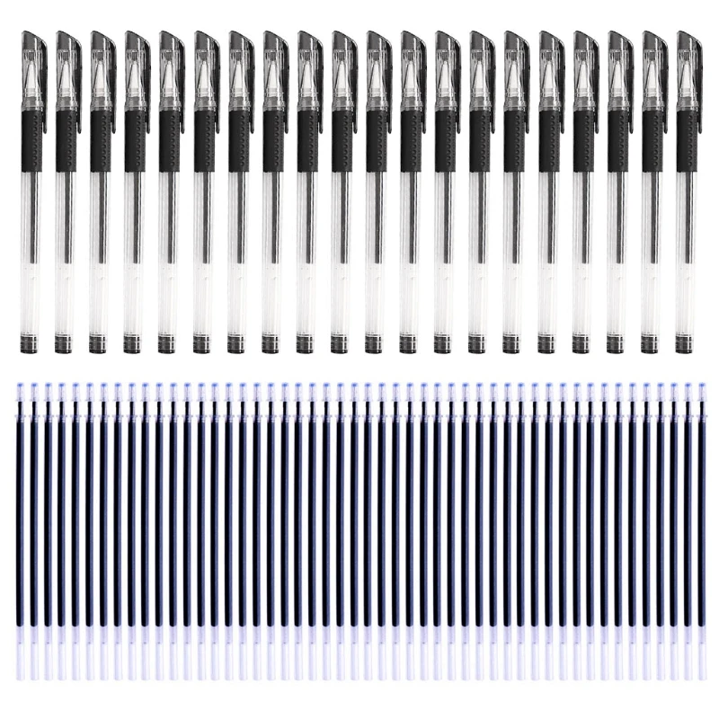

20Pcs 0.5mm Black Gel Pens + 50 Pcs Refills Set Office School Writing Stationery