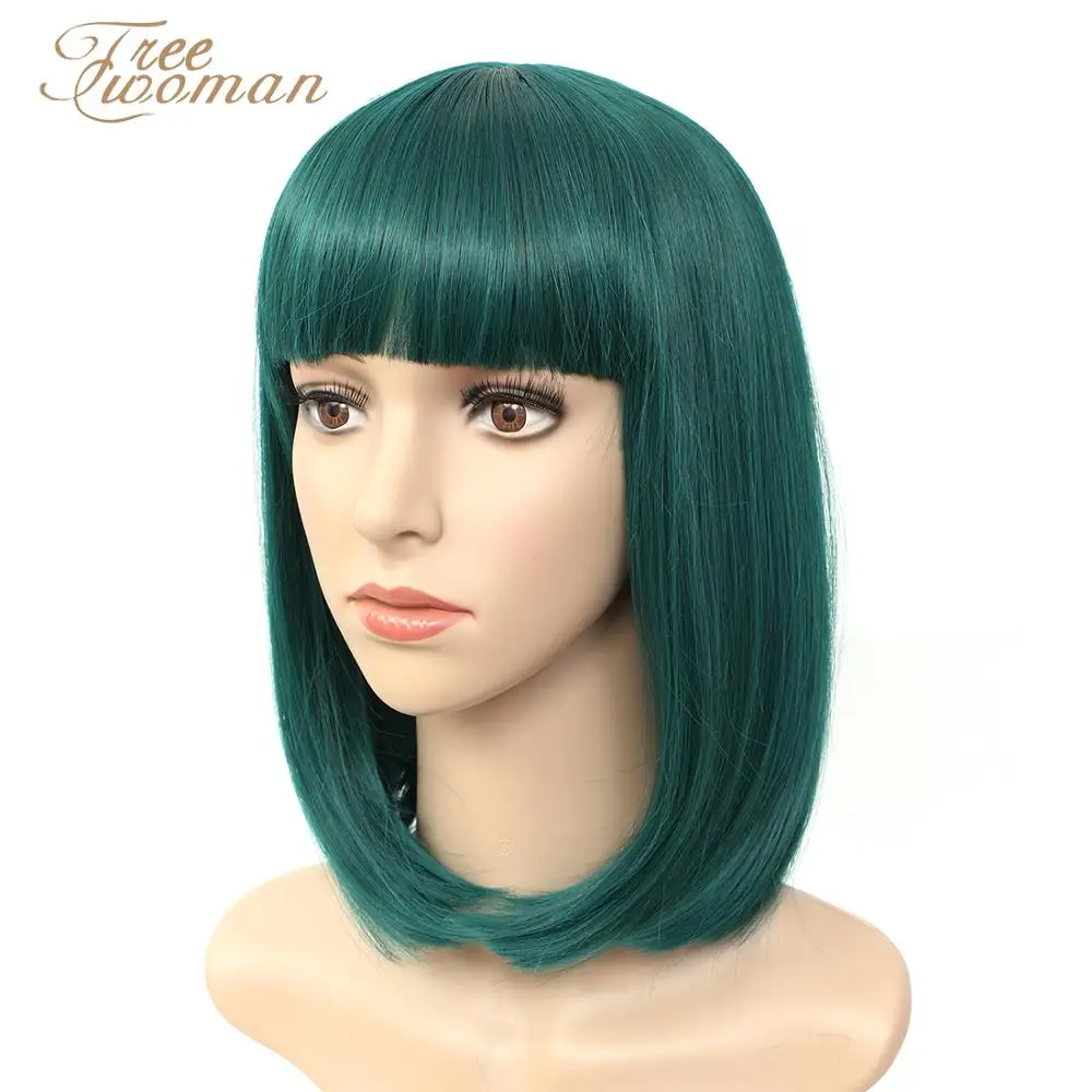 FREEWOMAN темно зеленый синтетический Боб парики для женщин короткий боб парик с