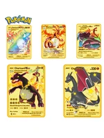 pokemon flash gold cards metal charizard trainer vmax v metal rare card eevee mewtwo pikachu game battle collection trading card