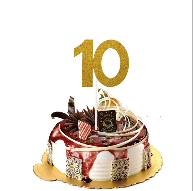 8 Золотой блестящий Топпер для торта от 1 до 60 лет с надписью «Happy Birthday», украшения для торта для любви, семейные вечерние украшения для выпечки - Цвет: 8