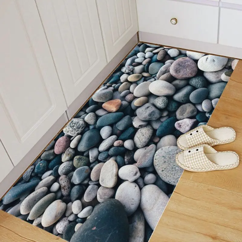 

3D Printed Cobble Floor Tiles Sticker Anti-skid Twill PVC DIY Decal Home Decor R7RC