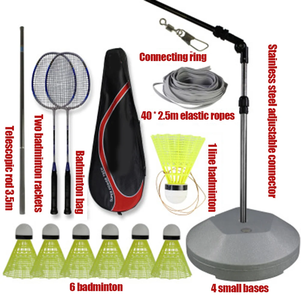 

Hot Elastic Badminton Trainers with Telescopic Rod Portable Badminton Training Set for Adults Kids MVI-ing