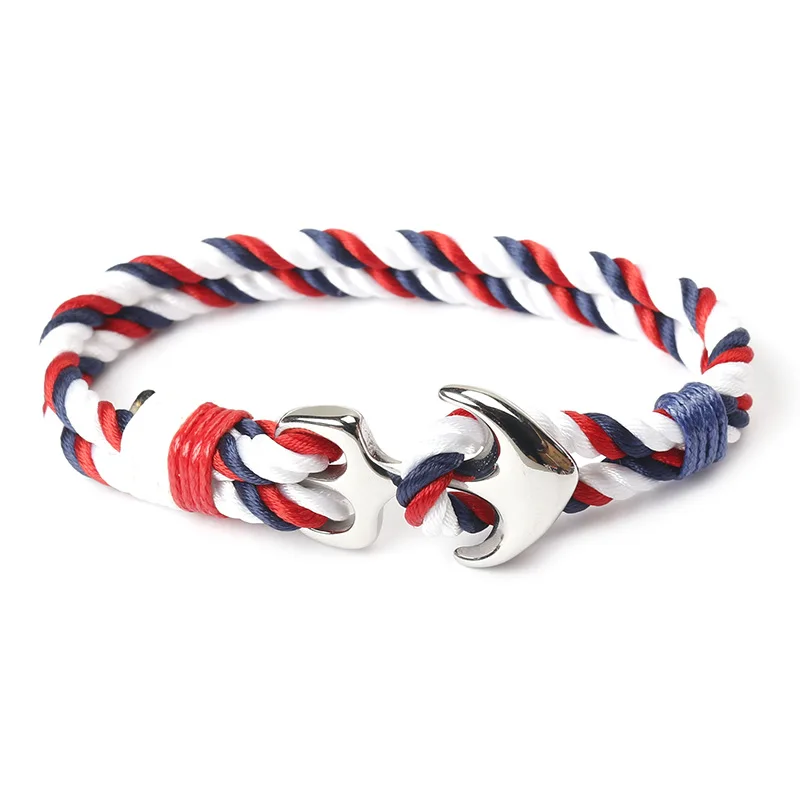 

Navy Handmade Woven Men's And Women's Bracelet Bts Vintage Cotton Hemp Boat Anchor Bracelet For Men And Women Charm Jewelry Gift