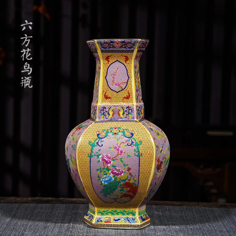 Керамика Цзиндэчжэнь эмаль антикварная ваза китайская гостиная ТВ-шкаф декор