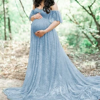 lace maternity dresses for photo shoot 2021 summer maternity long dresses sexy open shoulder pregnancy dress for pregnant woman