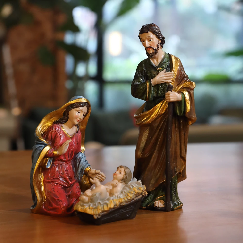 zayton statue nativity scene set baby jesus manger christmas crib figurines miniatures ornament church xmas gift home decoration free global shipping