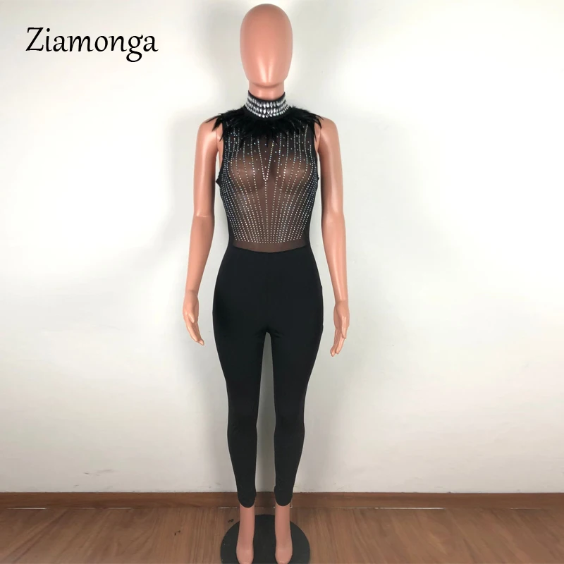 Ziamonga элегантный длинный брючный комбинезон для женщин Блестящий без рукавов с