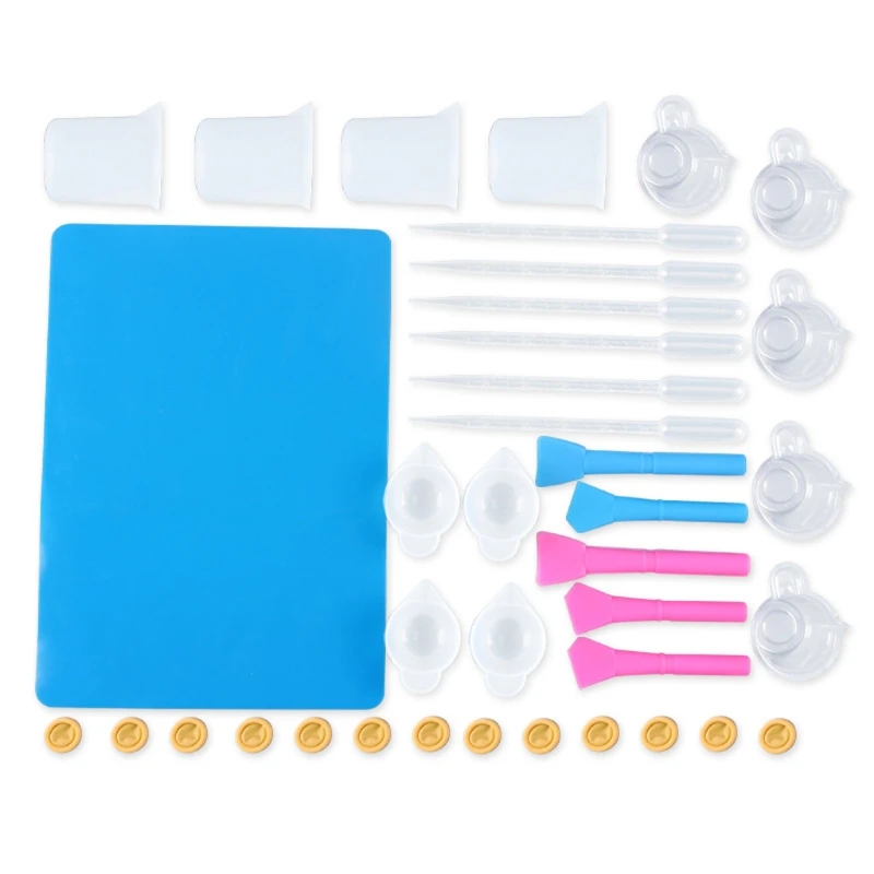 

Reusable Silicone Resin Kit Nonstick Silicone Mat 100ml Measuring Cups Finger Cots Resin Mix Cup Stir Stick Pipette Tool