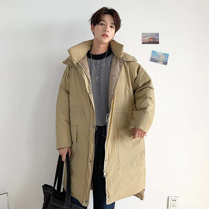 Зимнее пальто Мужская теплая Толстая Модная парка однотонная Повседневная